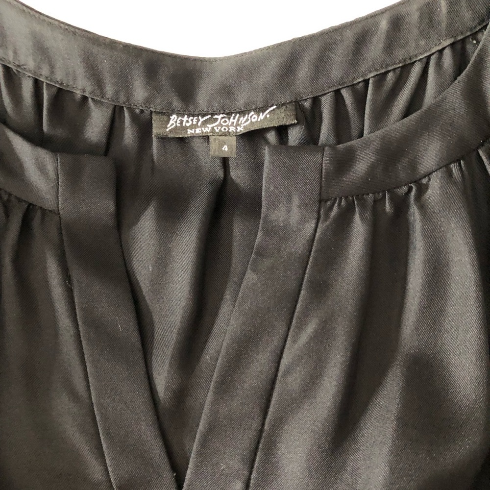 Betsey Johnson tie-sleeve black satin dress